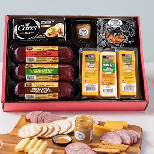 Wisconsin Cheese Company - Holiday Party Gift Box - Smoked Summer Sausages, 100% Wisconsin Cheese, Crackers, Pretzels & Mustard | Perfect for Parties, Charcuterie Boards, and Holiday Gifts