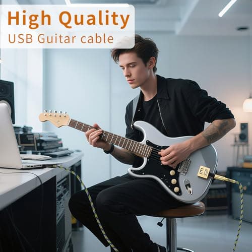 HixYaxi USB Guitar Cable Guitar to Pc Interface USB to 6.35mm 1/4 inch TS Instrument Cable Recording Instrument Electric Guitar Cord Compatible with Windows Mac OS for Guitar Bass - 10FT/3.1M