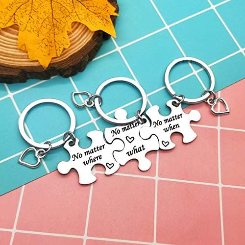 Ciyumu Best Friend Keychain Set Sisters Brothers Keychain No Matter Where What When Puzzle Keychains Set of 3 Long Distance Relationship Gifts Friendship Gifts for Family Teens Birthday Graduation Gift
