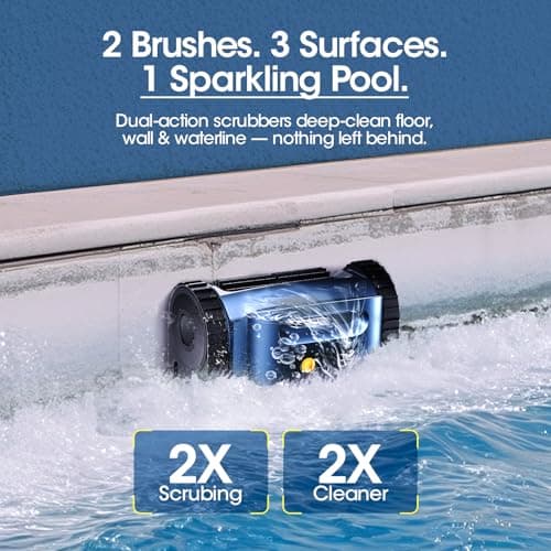 Cordless Robotic Pool Vacuum with Smarter Navigation & Track Drive, Dual 180W Brushless Motors, Wall & Waterline Climbing, 150-Min Runtime, for Inground & Above-Ground Pools up to 2,150 Sq. Ft.