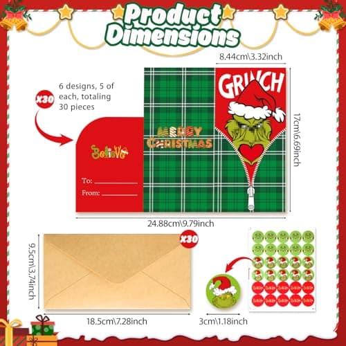 30 Christmas Money or Cards Holders with Envelopes,Unique Xmas Gift Box for Cash, Checks, or Gift Cards, Surprise Christmas Gifts for Colleagues, Friends, Classmates, and Family Members