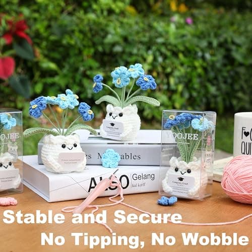 Crochet Forget Me Not Graduation Gift – Class of 2026 Blue Flowers with Card “Congrats, Grad! You Did It.”, Meaningful Gift for Student, Senior, Keepsake Desk Decor B0GMPV8Q35