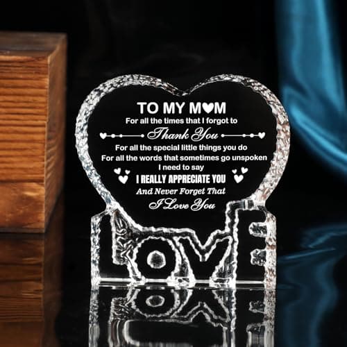 Crystal for Mom, Birthday Gifts for Mom from Daughter Son, K9 Crystal Plaque Keepsake, Best Gift for Mom on Xmas Thanksgiving Anniversary Birthday Mother‘s Day