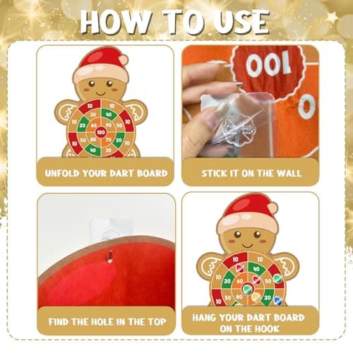 YQUQWN Large Christmas Dart Board for Kids 28.7 Inch Gingerbread Man Target with 12 Sticky Balls Hook Christmas Indoor Decorations Party Toys Gifts for Family