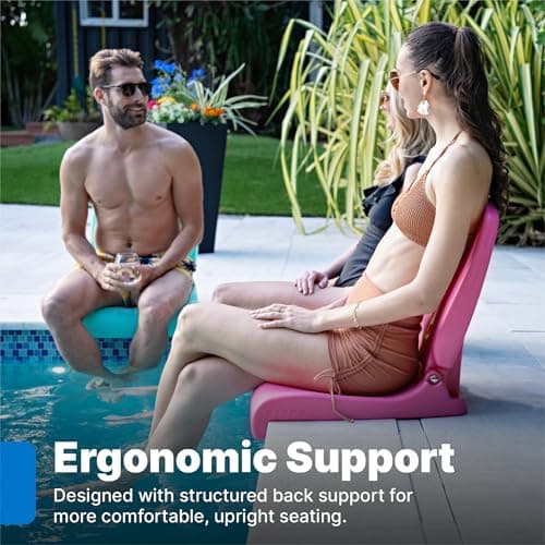 Step2 Foldable Adult Flip Seat, Portable Outdoor Chair for Poolside, Tailgating, Camping, Picnic Chair, Provides Back Support When Sitting on Ground, White