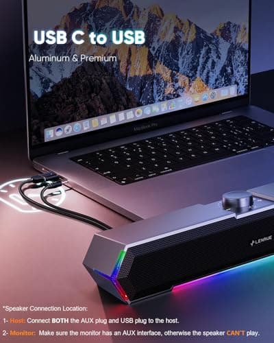 LENRUE G11 Computer Speakers for Desktop, Touch Lights PC Speakers with Surge Clear Sound, USB C/USB Powered, AUX Audio for Computer Desktop PC Laptop Desk