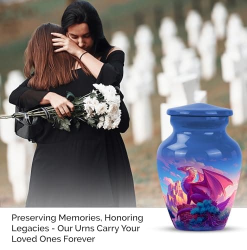YATHABHSIA Dragon Cremated Reamins Urns, Burial Urns for Adult Human Ashes, Decorative for Funeral & Burial, Memorial Gift, 3 Inch Mini Urn, Blue B0F8QQQZJL