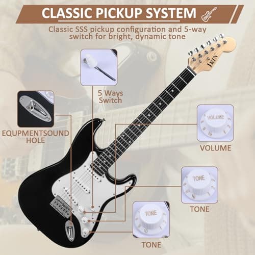 Jdfdexc Electric Guitar 39" inch Complete Beginner Starter kit Full Size with Amplifier,Complete Starter Set for Newcomers Electric Guitar Kit with Bag,Capo, Strap, String,Cable, Picks