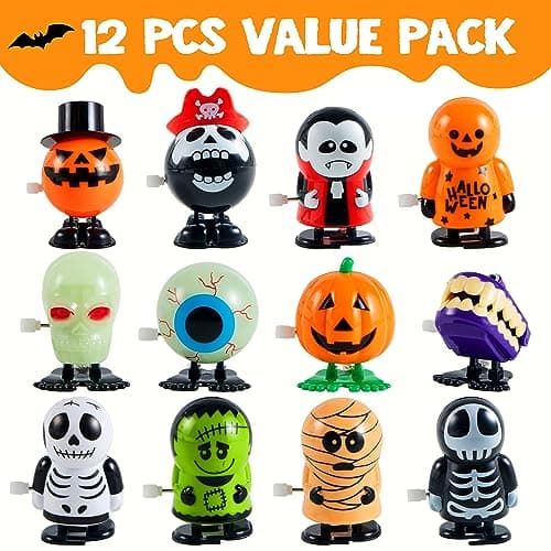 JOYIN 12 PCS Halloween Wind Up Toys for Kids Gifts, Wind Up Toys Bulk for Halloween Party Favors Goodie Bag Fillers, Student School Classroom Favors, Carnival Game Prizes