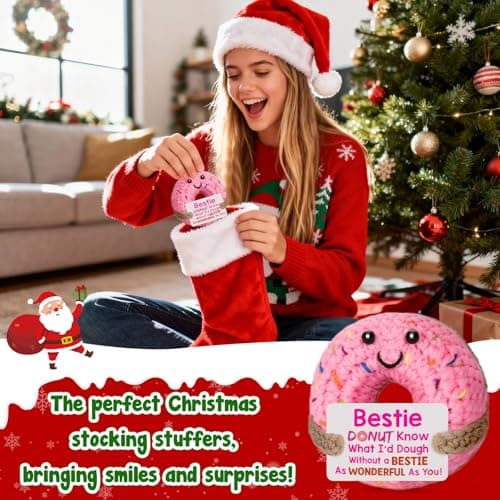 Bestie Gifts for Women Friend - Funny Cute Cool Handmade Knitted Donut for Female Woman Besties Best Friends BFF Soul Sister Coworker Friendship Birthday