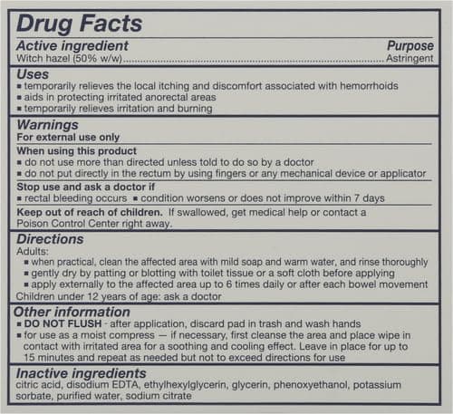Witch hazel pads designed for sensitive areas and used by hospitals for hemorrhoid symptom relief, also postpartum essentials TUCKS Medicated Cooling Pads, Witch Hazel Hemorrhoid Treatment, 100 Count B06ZYLFV8L
