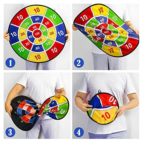Dart Board Games for Kids Ages 3-12, Sticky Dart Board with 12 Balls & 12 Darts, Indoor Outdoor Toys for Boys, Party Birthday Gifts