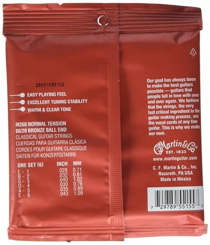 MARTIN Classical Guitar Strings (M260), 80/20 Bronze