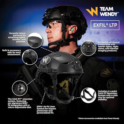 Team Wendy EXFIL LTP Lightweight Tactical Bump Helmet | Mounts for Night Vision & Accessories | Whitewater Impact Protection | Adjustable for Comfort | Airsoft Helmet
