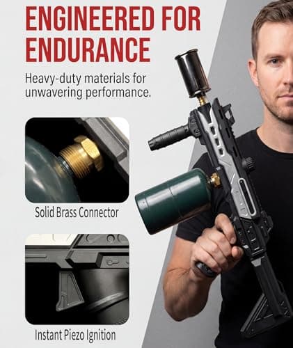 Powerful Propane Torch Gun, Gift for Men Dad, Culinary Blow Kitchen Cooking Torch for Steak Searing, Campfire Charcoal Starter for Blackstone Griddle Accessories (Tank Not included) Black Silver B0GY8KPHDB