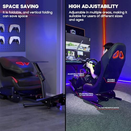 DIWANGUS Racing Simulator Cockpit Racing Wheel Stand with Seat Gaming Chair Sim Racing Cockpit for G29 G920 G923 G PRO RS50 T248 T300RS R3 R5 R9 R12 R16 R21 R25 Xbox PS4 PS5 PC Accessories