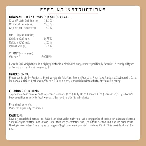 Formula 707 Weight Gain Crumble Equine Supplement, 7 lb Bag – Palatable, Calorie-Rich Nutritional Support for Hard-to-Keep and Senior Horses