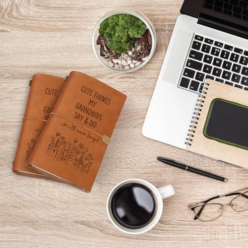 Birthday Gifts for Grandma, New Grandparent, Nana or Mimi, Leather Memory Journal Notebook Grandma Gifts, Cute Things My Grandkids Say & Do Journal Notebook B0GHRMHSN3