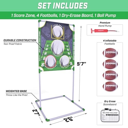 GoSports Football & Baseball Toss Games Available in Football Red Zone Challenge or Baseball Pro Pitch Challenge Choose Between Backyard Toss or Door Hang Targets