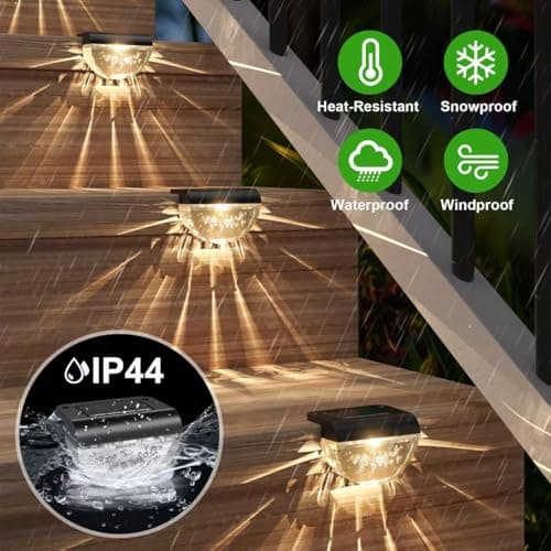 16 Pack Solar Deck Lights Outdoor, Solar Step Lights Waterproof for Outside, Yard, Patio, Garden, Pool, Railing, Stairs, Fence (Warm White)
