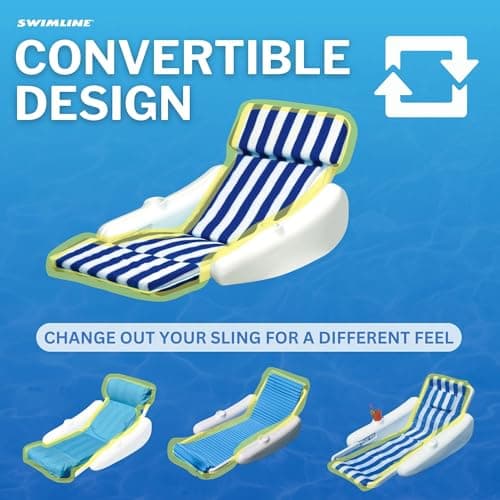 SWIMLINE ORIGINAL 10010M Sunchaser Padded Luxury Lounge Chair Pool Float | Molded Frame & Pontoon Design | Pool Floats Adult | Pool Lounger | Pool Accessories | Pool Chairs and Lounges For In Pool