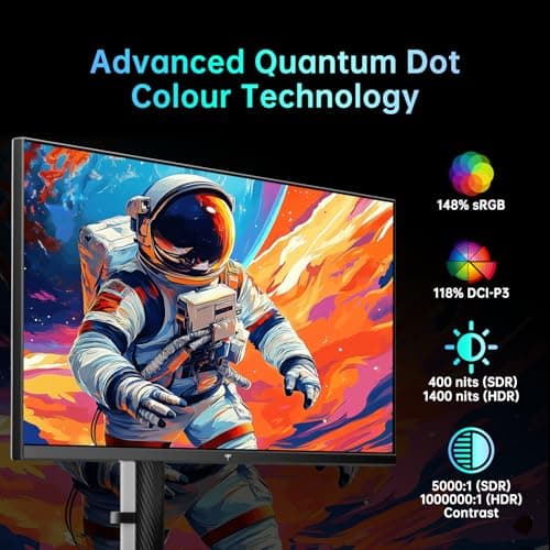 KTC Mini LED Monitor 27 Inch | Gaming Monitor | 2K@180Hz QHD (2560x1440P) | VESA Display HDR1400 | 1ms | FreeSync/G-Sync | 148% sRGB HDMIx2, DPx1 Vertical and Wall Mounting Support White(Renewed)