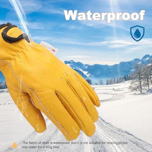 SLARMOR Mens Winter Leather Work Gloves, Warm Thinsulate Lining for Cold Weather Work, Thermal Insulated Work Gloves with Leather Palm,100 gram Insulation-L