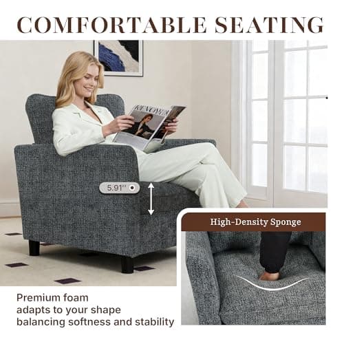 Accent Chairs for Living Room Chairs, Reading Chair Mid Century Modern Chair, Soft Chenille Sofa Chair, Upholstered Arm Chair Comfy Chair Side Chair