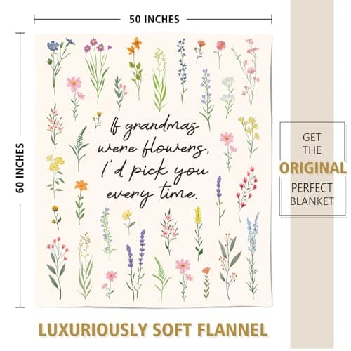Best Gifts for Grandma from Grandkids, Grandmother Gift on Grandparents Day, Christmas, Soft Throw Blankets 50'' x 60'' Grandma Gifts, Floral Blanket for Grandma Birthday Gift B0GBT218BS