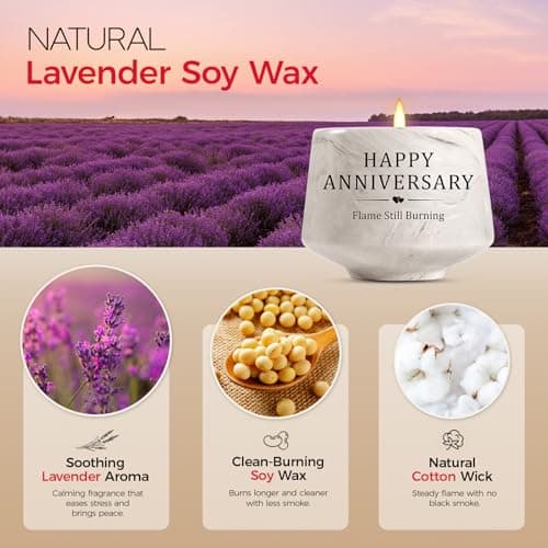 Happy Anniversary Candle – Aniversario Gifts for Couple,Women,Men 6oz Lavender Scented Candle,Anniversary Romantic Gifts for Him & Her B0G4GGC4Y6