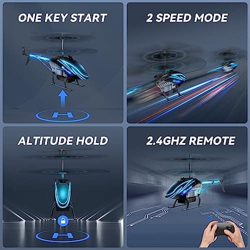BUSSGO RC Helicopter, Remote Control Helicopter for Kids with 30Mins Flight(2 Batteries), 7+1 LED Light Modes, Altitude Hold, RC Toys for Boys Girls