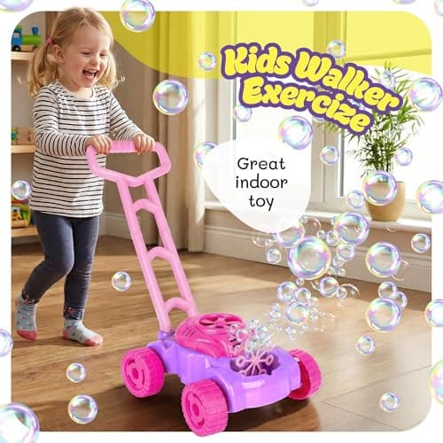 ArtCreativity Bubble Lawn Mower for Toddlers 1-3, Kids Bubble Machine for 1-Year-Old Girl Gifts, Summer Outdoor Push Gardening Toys for Kids Age 1 2 3+ Birthday Gifts for Preschool Girls