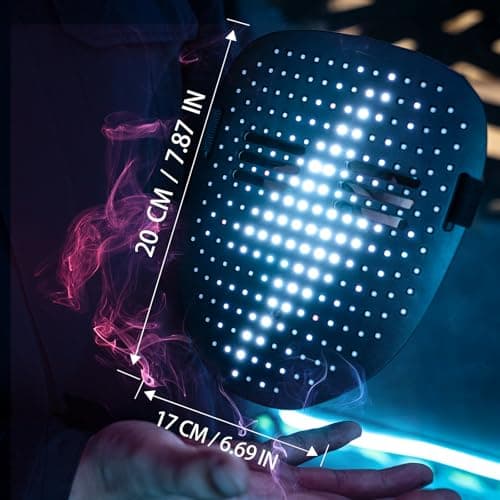 50+ Glowing Patterns for Halloween Costume, Christmas Cosplay, Birthday Party, Adjustable Strap Fits Kids Boys Teens Ages 5+ MOYACA Led Mask Light up Mask Gesture Sensing, Kids Cool Toys Men Boys Gift B09ZY7WY8P