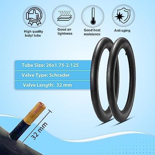 26x2.125 Cruiser Bike Tires: MOHEGIA 2-Pack 26 Inch Folding Tires with Pair Bike Tubes & Tire Levers Replacement Set for Beach Cruiser and Urban Commuting Bicycle