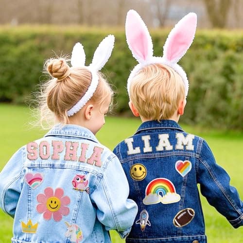 Rryoumisun Personalized Kids Denim Jacket with Names, Custom 1-14 Years Old Girls Boys Spring&Fall Outerwear Jackets B0DDDNW4CR
