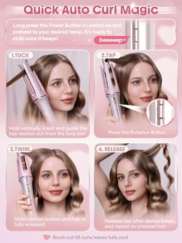 SHEGLAM Automatic Curling Iron (Pink, 1.25 inch) B0G2C48SRB