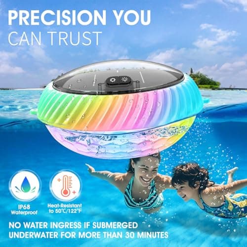 Floating Pool Lights Solar Powered, 7.6 Inch RGB Upper& Lower Color Changing Solar Pool Lights that Float with Dynamic Lighting Effects, IP68 Waterproof Swimming Pools Light for Party Decor(2)
