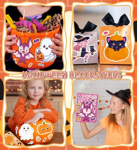 Halloween Party Favors - DIY Crafts Stickers for Kids - Kids Halloween Decorations Gifts Activities Party Supplies(24 Sheets)