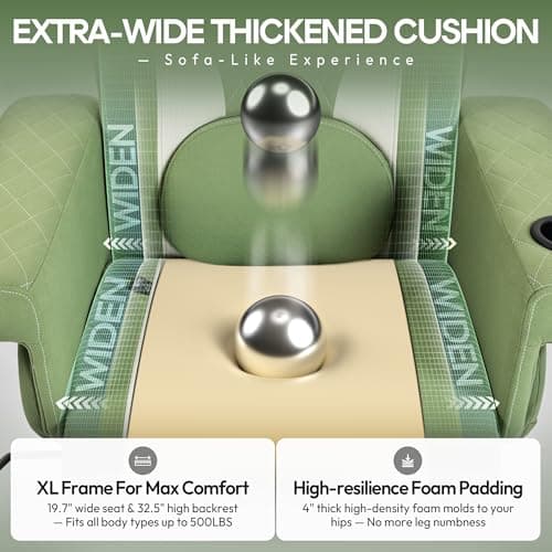 Dowinx Racing Style Gaming Recliner Chair with Massage Lumbar Support, Footrest, Cup Holder, Side Pouch, High Back Ergonomic Video Game Chair Reclining No Wheels Heavy Duty, Fabric Green