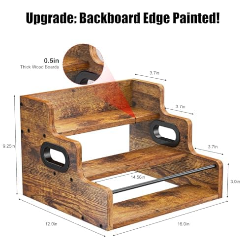 KLM Liquor Bottle Display Shelf, Coffee Syrup Rack Organizer, 3 Step Countertop Liquor Wine Rack, mini bar,liquor cabinet, Home Retro Bar Shelf Stand for Liquor Whiskey, Spirits B0D8TFHH3F