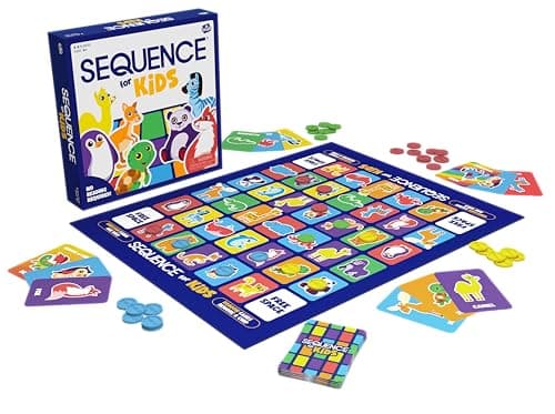 Jax SEQUENCE for Kids -- The 'No Reading Required' Strategy Game by Jax and Goliath, Multi Color, 11 inches (2-4 players) (Packaging May Vary)