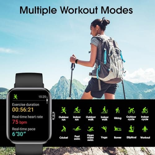 TYKOIT TYKOIT Smart Watch, Fitness Tracker with Heart Rate Monitor, Blood Oxygen, Sleep Tracker, 41mm Touchscreen Smartwatch for Android iOS Swimming Waterproof Pedometer Step Calories Tracker for Women Men