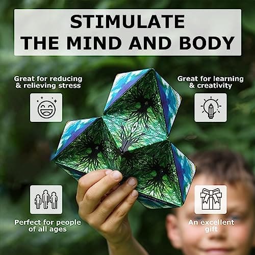 SHASHIBO Shape Shifting Box - Award-Winning Fidget Toy w/ 36 Rare Earth Magnets - Fidget Cube Transforms Into Over 70 Shapes, Sensory Toy Gift for Kids, Teens, and Adults (Wings)