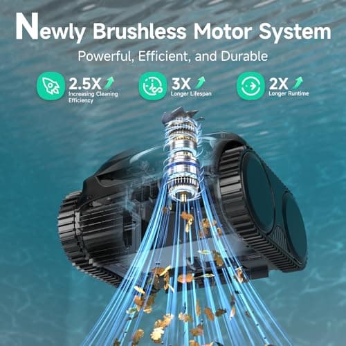 WYBOT C2 Cordless Robotic Pool Cleaner, Pool Vacuum Robot for Inground Pools with Dual Filter, Lasts 180 Mins, Wall & Waterline Cleaning, Smart Weekly Timer, OTA Upgarded (Dark Black)