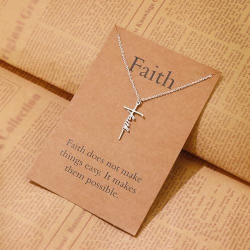 Lcherry Faith Cross Pendant Necklace for Women Religious Christian Jewelry Mother's Day Gifts for Women