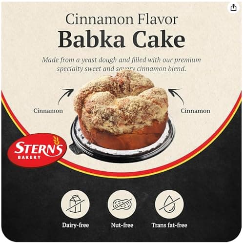 Stern’s Bakery Cinnamon Babka Cake | Coffee Cake, Artisan Breakfast Pastries | Holiday Food Gift- Christmas Thanksgiving | Kosher, Dairy Free, Nut Free