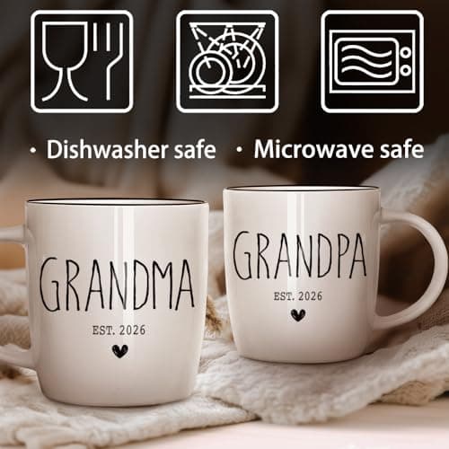 Promoted To Grandparents 2026 Mug Set, Grandma And Grandpa 2026 Ceramic Mugs, Pregnancy Announcement for Grandparent Mug Set, Grandma And Grandpa Announcement Gifts 13Oz