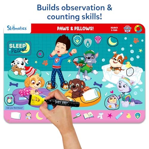 Reusable Write & Wipe Mats, Learning Games, Educational Toy for Toddlers, Kids, Boys & Girls Ages 3, 4, 5, 6 Skillmatics Search and Find PAW Patrol, Preschool Activity, Christmas Gift B0FQVC9MGX