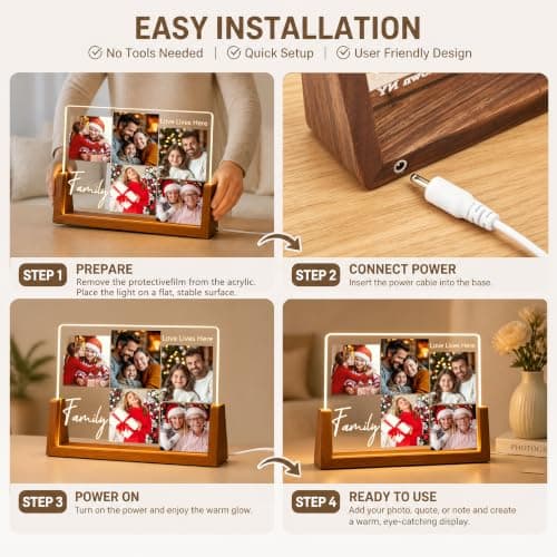 Personalized Photo Frame Gifts for Grandma Grandpa Wife Kids Baby Her Him on Christmas Birthday Mothers Fathers Day Custom Family Picture Frame, Christmas Family Gifts for Women Men Mom Dad B0HGY9689D