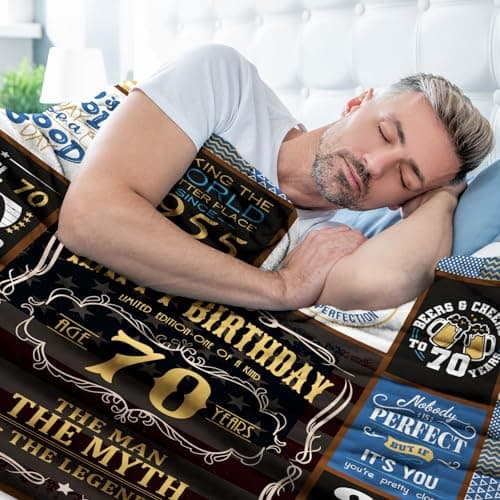 70th Blanket 60 x 50 inch, 70th Birthday Gifts for Men, Best Gifts for 70 Year Old Man, 70 Year Old Birthday Gifts for Men, 1955 Birthday Gifts for Dad, Mens 70 th Birthday Gift Ideas